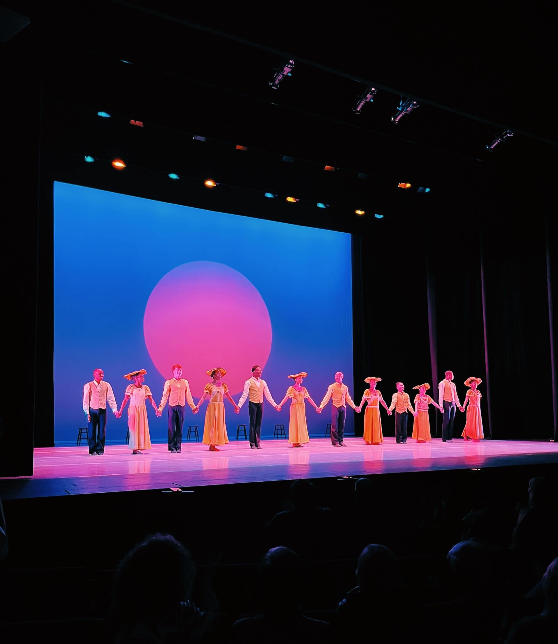 Students from Priestnall School watch Alvin Ailey Dance Theatre perform their iconic iconic triple bill of contemporary dance 'Ailey 2' at the Lowry