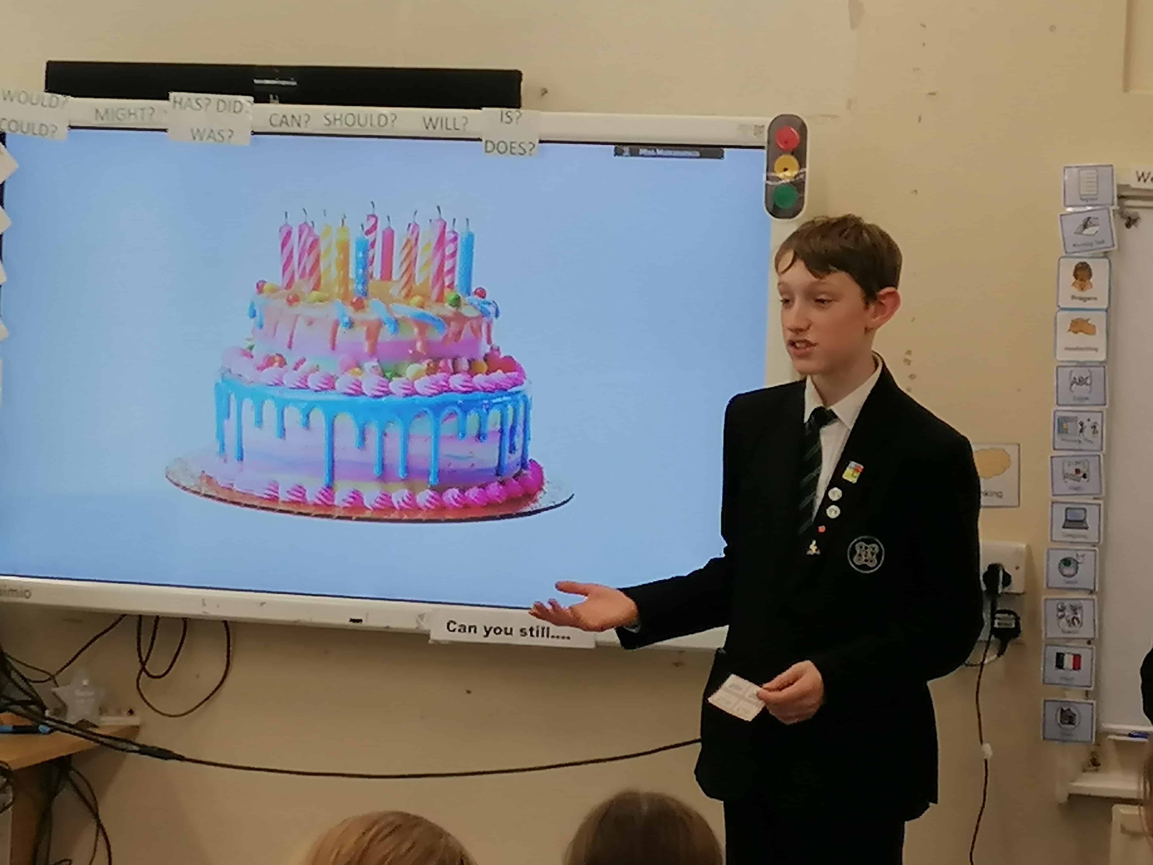 A Languages Ambassador from Priestnall School delivers a languages lesson to primary school pupils.